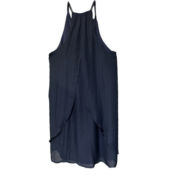 Charming Charlie Dress Women’s Sz L Navy Sheer Overlay Spaghetti Straps Neckline - Picture 3 of 3
